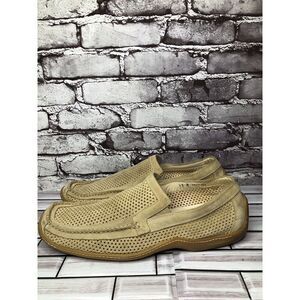 Donald J PLINER Esco Tan Suede Perforated Driving Moccasin Loafers Shoes Men 13M